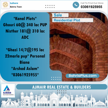 Residential Plot for Sale in Sector B - Ghouri Block -  Bahria Town, Lahore - (BP-178515)