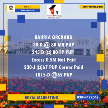 Residential Plot for Sale in Phase 2 - D Block -  Bahria Orchard, Lahore - (BP-178622)