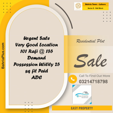 Residential Plot for Sale in Sector E - Rafi Block -  Bahria Town, Lahore - (BP-178747)