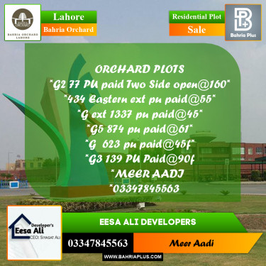 Residential Plot for Sale in Phase 4 - G2 Block -  Bahria Orchard, Lahore - (BP-178768)