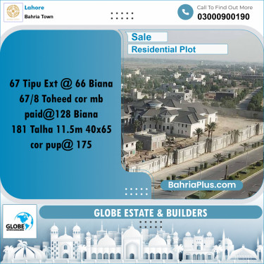 Residential Plot for Sale in Sector F - Tipu Sultan Ext. -  Bahria Town, Lahore - (BP-178817)