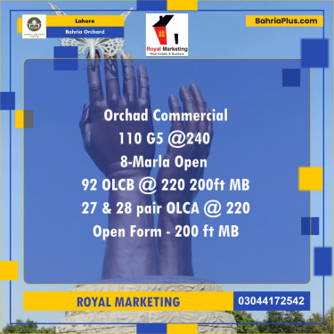 Commercial Plot for Sale in Phase 4 - G5 Block -  Bahria Orchard, Lahore - (BP-178844)
