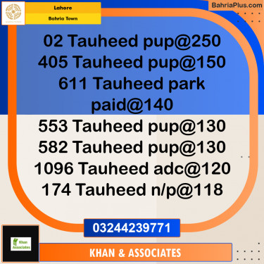 Residential Plot for Sale in Sector F - Tauheed Block -  Bahria Town, Lahore - (BP-178856)