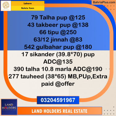 Residential Plot for Sale in Sector F - Talha Block -  Bahria Town, Lahore - (BP-178861)
