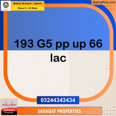 Residential Plot for Sale in Phase 4 - G5 Block -  Bahria Orchard, Lahore - (BP-178885)