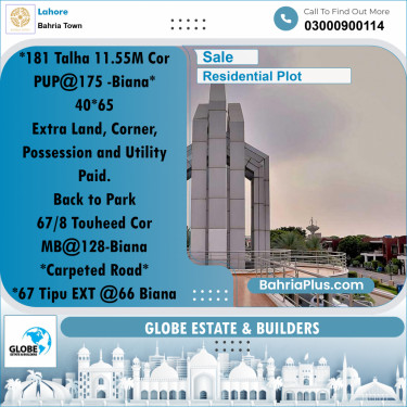 Residential Plot for Sale in Sector F - Talha Block -  Bahria Town, Lahore - (BP-178907)