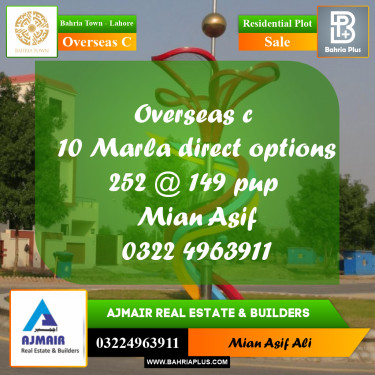 Residential Plot for Sale in Overseas C -  Bahria Town, Lahore - (BP-178961)
