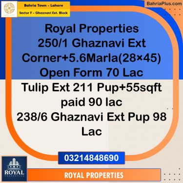 Residential Plot for Sale in Sector F - Ghaznavi Ext. Block -  Bahria Town, Lahore - (BP-178972)