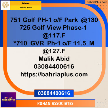 Residential Plot for Sale in Golf Phase 1 -  Bahria Town, Lahore - (BP-179104)