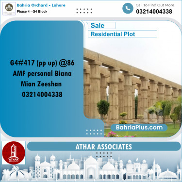 Residential Plot for Sale in Phase 4 - G4 Block -  Bahria Orchard, Lahore - (BP-179135)