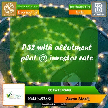 250 Sq. Yards Residential Plot for Sale in Precinct 32 -  Bahria Town, Karachi - (BP-179297)