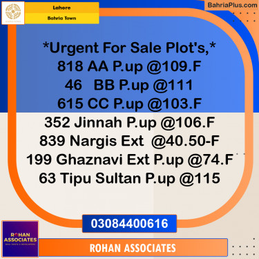 Residential Plot for Sale in Sector F - Ghaznavi Ext. Block -  Bahria Town, Lahore - (BP-179303)