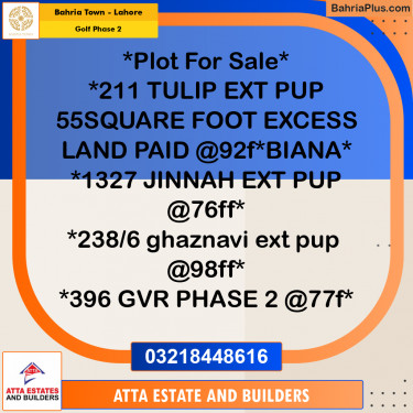 Residential Plot for Sale in Golf Phase 2 -  Bahria Town, Lahore - (BP-179378)