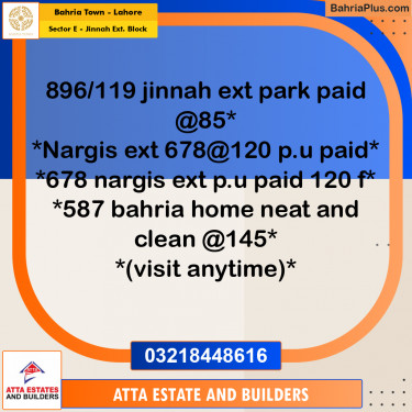 Residential Plot for Sale in Sector E - Jinnah Ext. Block -  Bahria Town, Lahore - (BP-179381)
