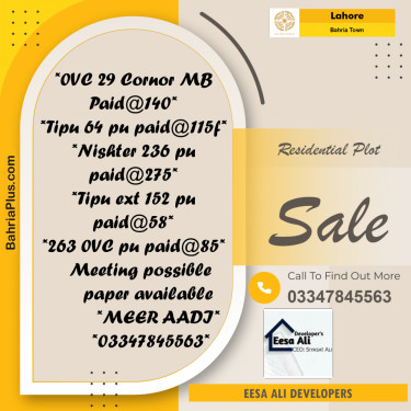 Residential Plot for Sale in Bahria Town, Lahore - (BP-179392)