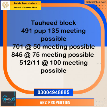 Residential Plot for Sale in Sector F - Tauheed Block -  Bahria Town, Lahore - (BP-179466)