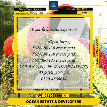 Residential Plot for Sale in Sector C - Nargis/Hussain Ext. -  Bahria Town, Lahore - (BP-179524)