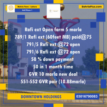 Residential Plot for Sale in Golf Phase 1 -  Bahria Town, Lahore - (BP-179526)