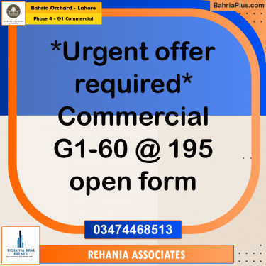 Commercial Plot for Sale in Phase 4 - G1 Commercial -  Bahria Orchard, Lahore - (BP-179571)