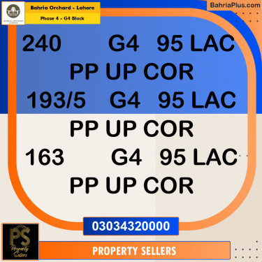 Residential Plot for Sale in Phase 4 - G4 Block -  Bahria Orchard, Lahore - (BP-179605)