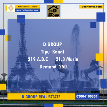 Residential Plot for Sale in Sector F - Tipu Sultan Block -  Bahria Town, Lahore - (BP-179647)