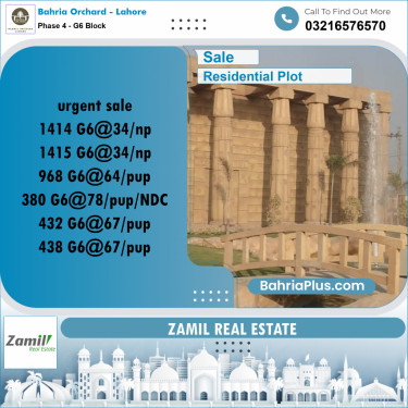Residential Plot for Sale in Phase 4 - G6 Block -  Bahria Orchard, Lahore - (BP-179740)