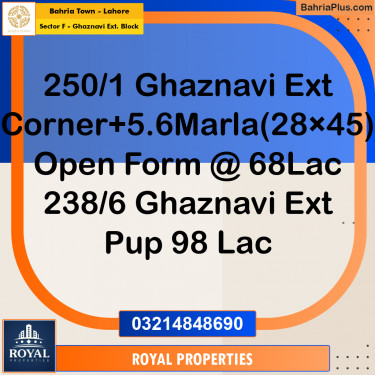 Residential Plot for Sale in Sector F - Ghaznavi Ext. Block -  Bahria Town, Lahore - (BP-179786)