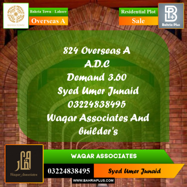 Residential Plot for Sale in Overseas A -  Bahria Town, Lahore - (BP-179832)