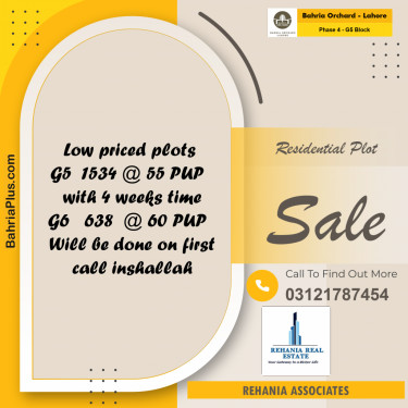 Residential Plot for Sale in Phase 4 - G5 Block -  Bahria Orchard, Lahore - (BP-179886)