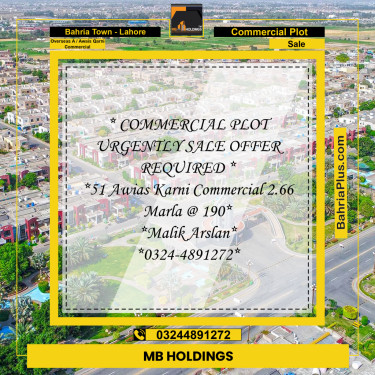 Commercial Plot for Sale in Overseas A / Awais Qarni Commercial -  Bahria Town, Lahore - (BP-179957)