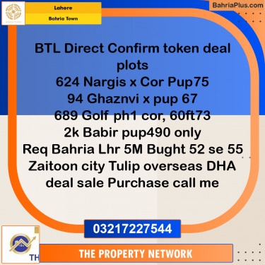 Residential Plot for Sale in Sector C - Nargis/Hussain Ext. -  Bahria Town, Lahore - (BP-180086)