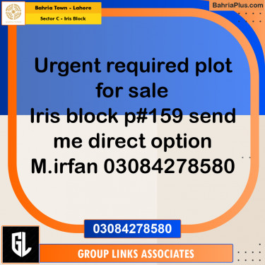 Residential Plot for Sale in Sector C - Iris Block -  Bahria Town, Lahore - (BP-180100)
