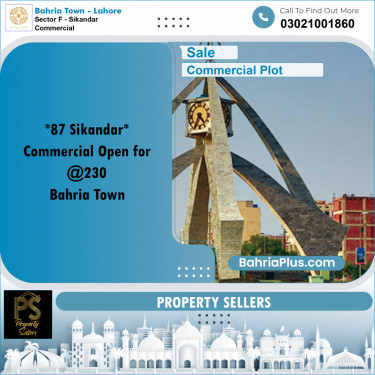Commercial Plot for Sale in Sector F - Sikandar Commercial -  Bahria Town, Lahore - (BP-180128)