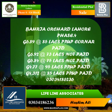 Residential Plot for Sale in Phase 4 - G6 Block -  Bahria Orchard, Lahore - (BP-180136)