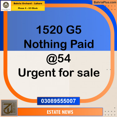 Residential Plot for Sale in Phase 4 - G5 Block -  Bahria Orchard, Lahore - (BP-180258)