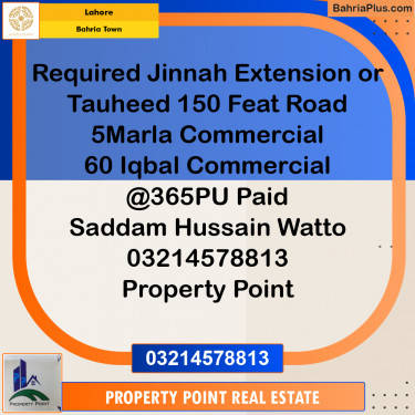 Residential Plot for Sale in Sector E - Jinnah Ext. Block -  Bahria Town, Lahore - (BP-180291)