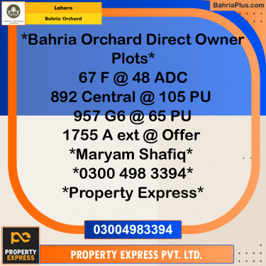 Residential Plot for Sale in Phase 2 - F Block -  Bahria Orchard, Lahore - (BP-180338)