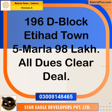 Residential Plot for Sale in Overseas A -  Bahria Town, Lahore - (BP-180374)