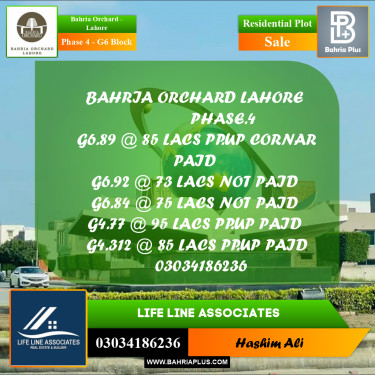 Residential Plot for Sale in Phase 4 - G6 Block -  Bahria Orchard, Lahore - (BP-180552)