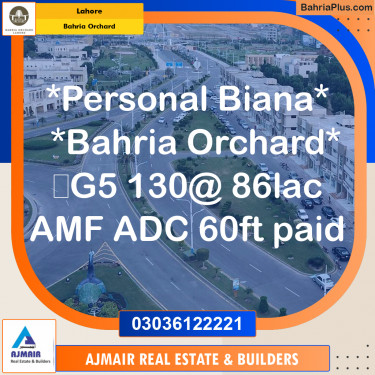 Residential Plot for Sale in Phase 4 - G5 Block -  Bahria Orchard, Lahore - (BP-180561)