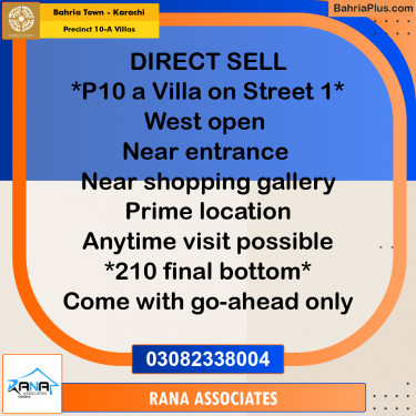 200 Sq. Yards Residential Plot for Sale in Precinct 10-A Villas -  Bahria Town, Karachi - (BP-180601)
