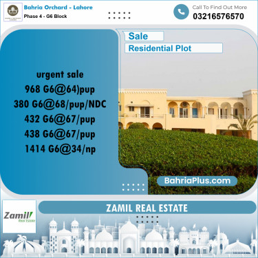 Residential Plot for Sale in Phase 4 - G6 Block -  Bahria Orchard, Lahore - (BP-180667)