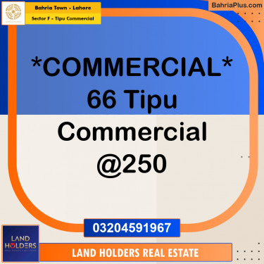 Commercial Plot for Sale in Sector F - Tipu Commercial -  Bahria Town, Lahore - (BP-180673)