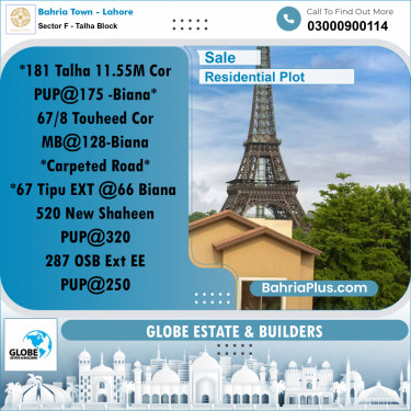 Residential Plot for Sale in Sector F - Talha Block -  Bahria Town, Lahore - (BP-180773)