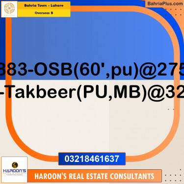 Residential Plot for Sale in Overseas B -  Bahria Town, Lahore - (BP-180780)