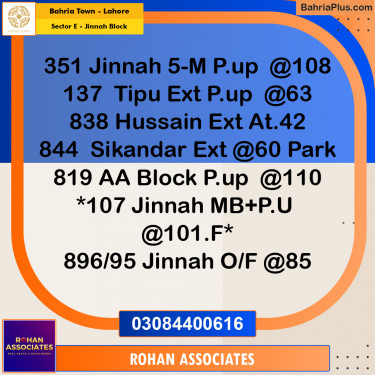 Residential Plot for Sale in Sector E - Jinnah Block -  Bahria Town, Lahore - (BP-180781)
