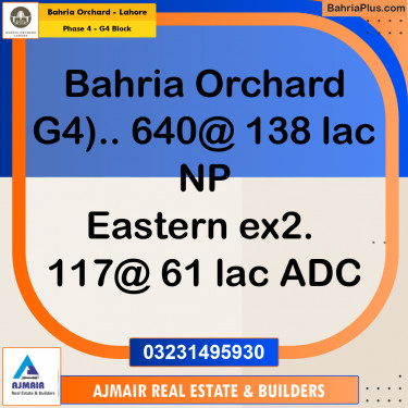 Residential Plot for Sale in Phase 4 - G4 Block -  Bahria Orchard, Lahore - (BP-180798)