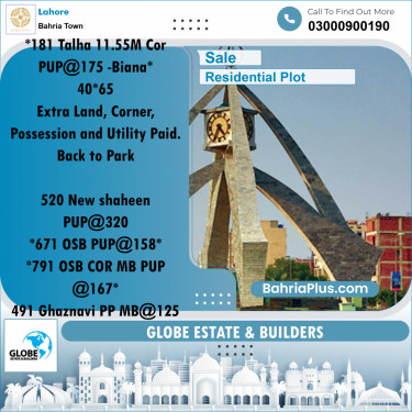 Residential Plot for Sale in Sector F - Talha Block -  Bahria Town, Lahore - (BP-180808)