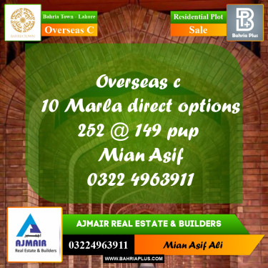 Residential Plot for Sale in Overseas C -  Bahria Town, Lahore - (BP-180845)