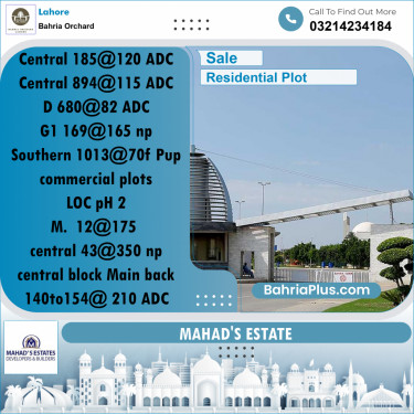 Residential Plot for Sale in Phase 1 - Central District -  Bahria Orchard, Lahore - (BP-180862)
